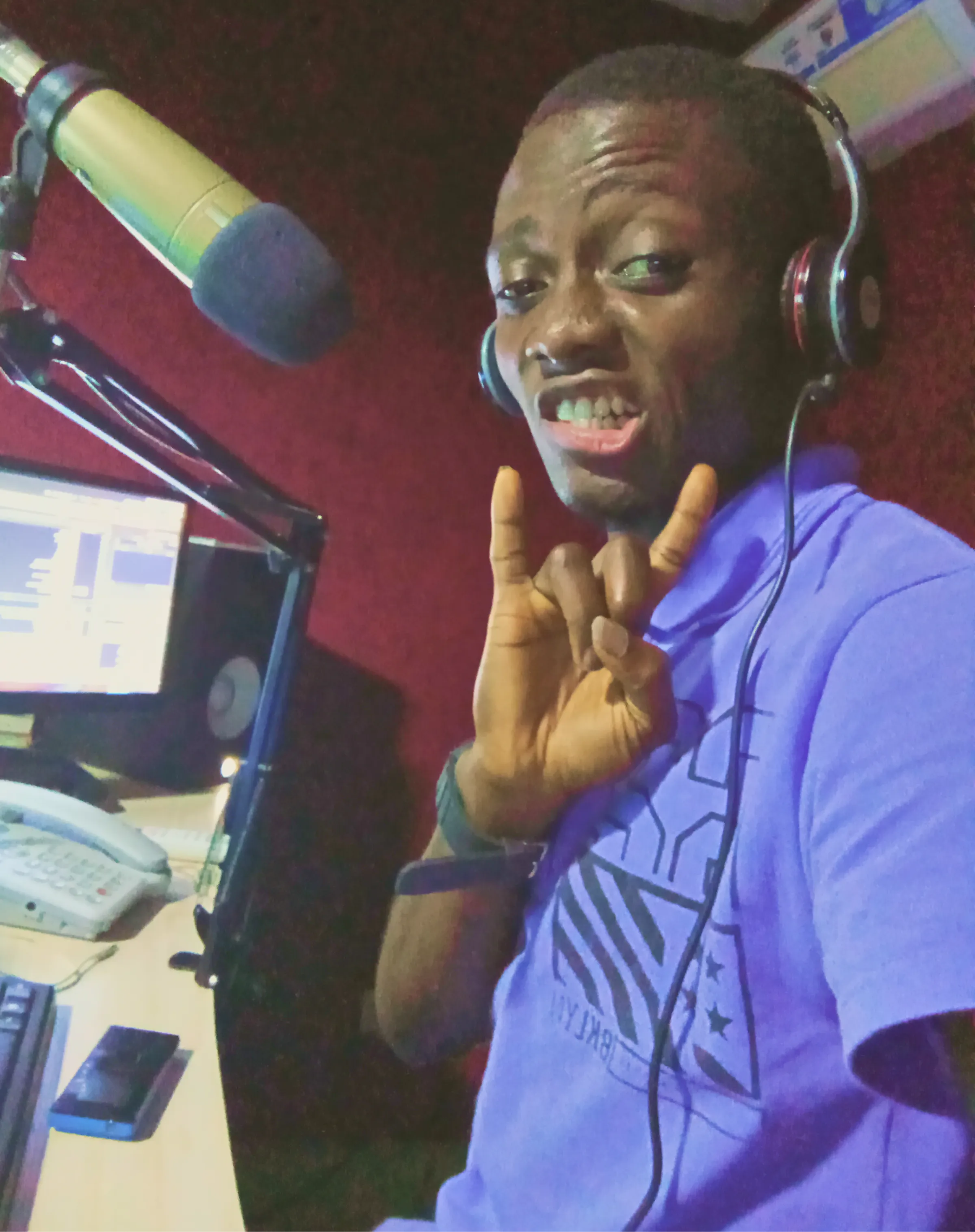 Oluwaseun Fatukasi in a radio studio