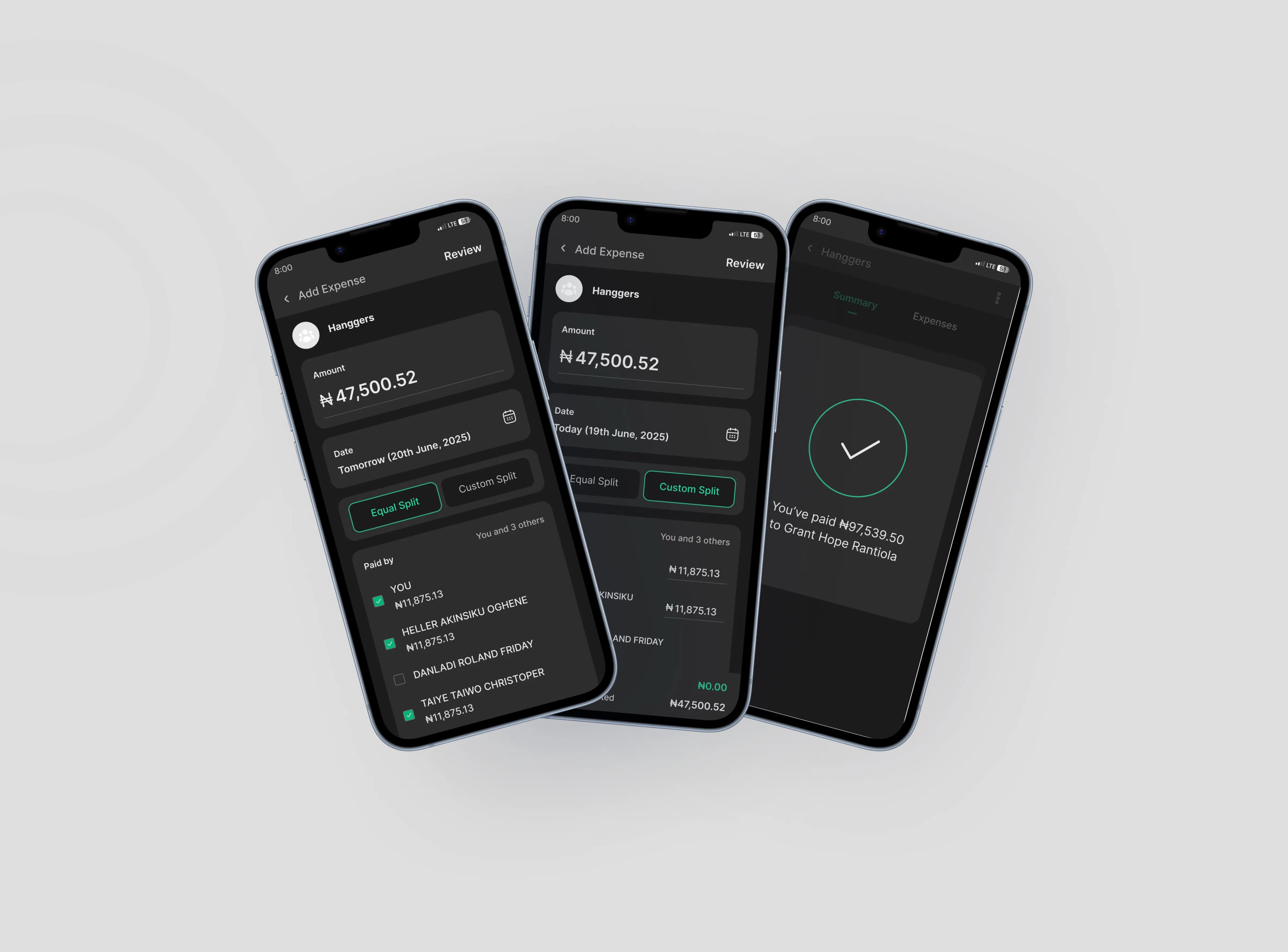 Split & Settle hero composite showing the OPay group expense concept screens