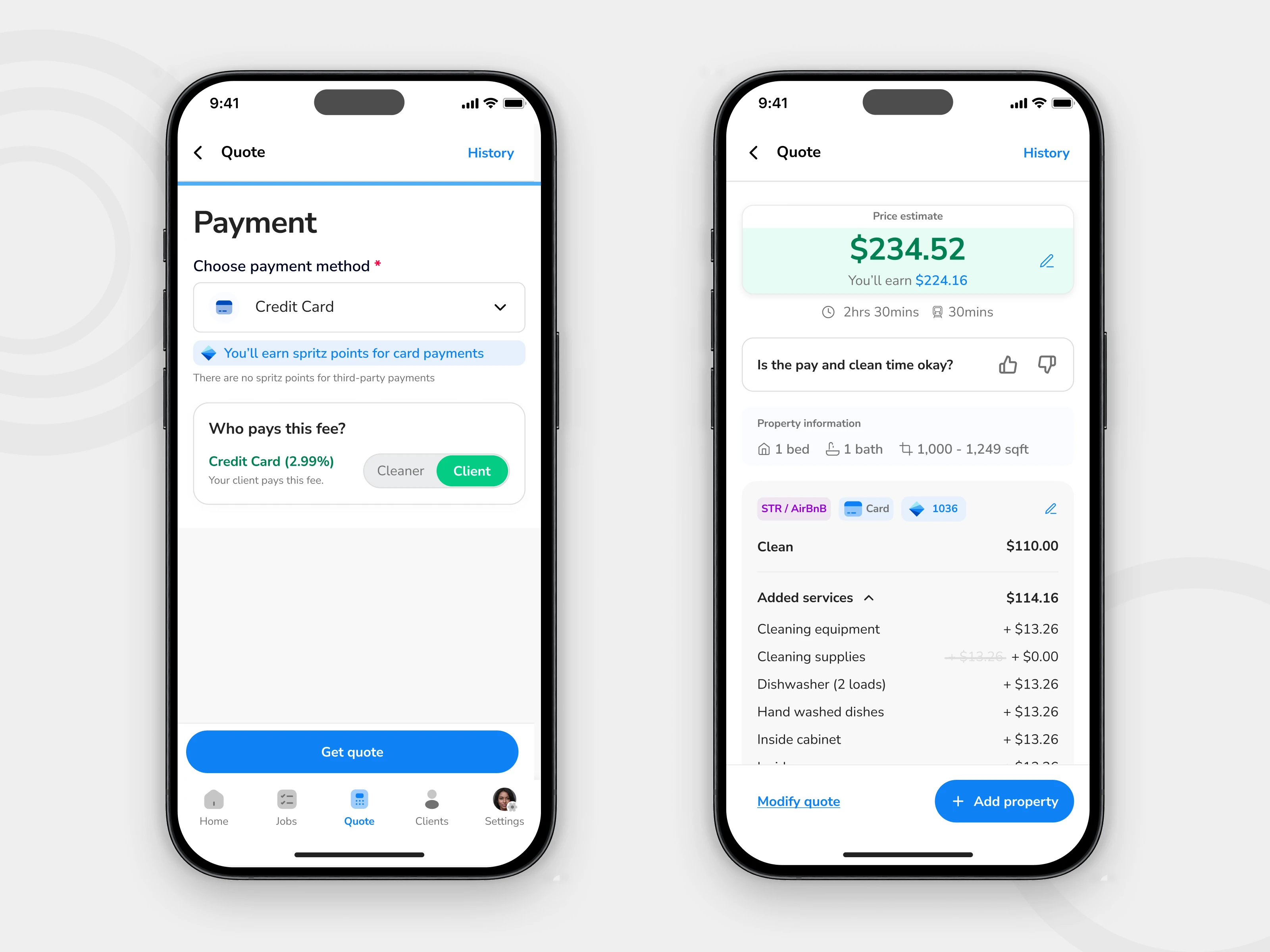 Payment method screen in the Spritz mobile redesign.