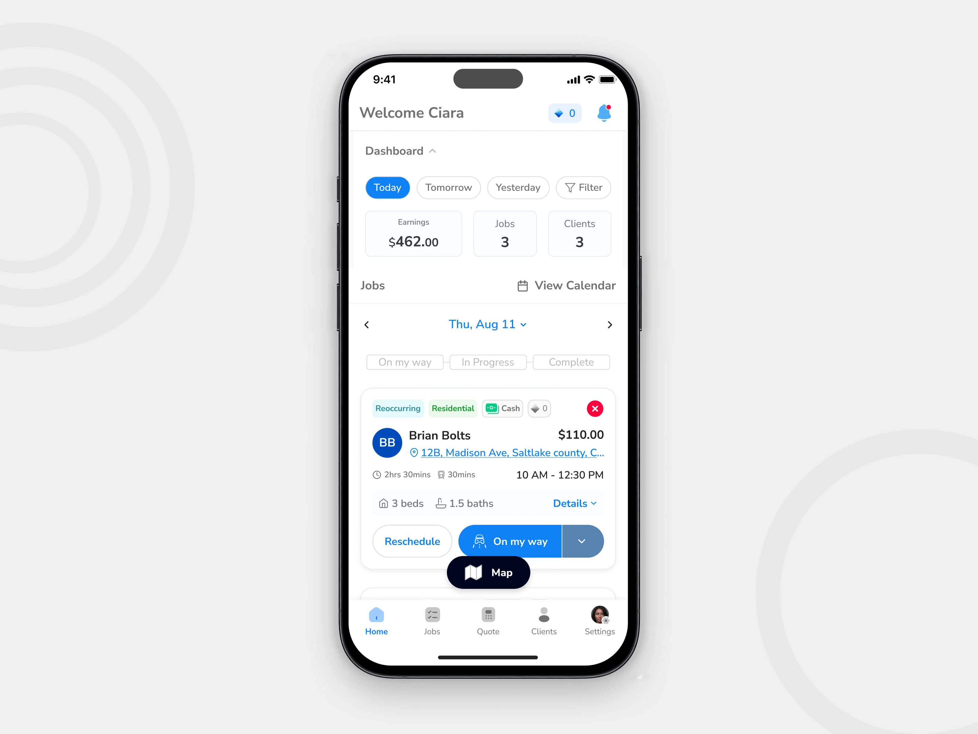 Final home screen showing clearer next-step job progression in Spritz.