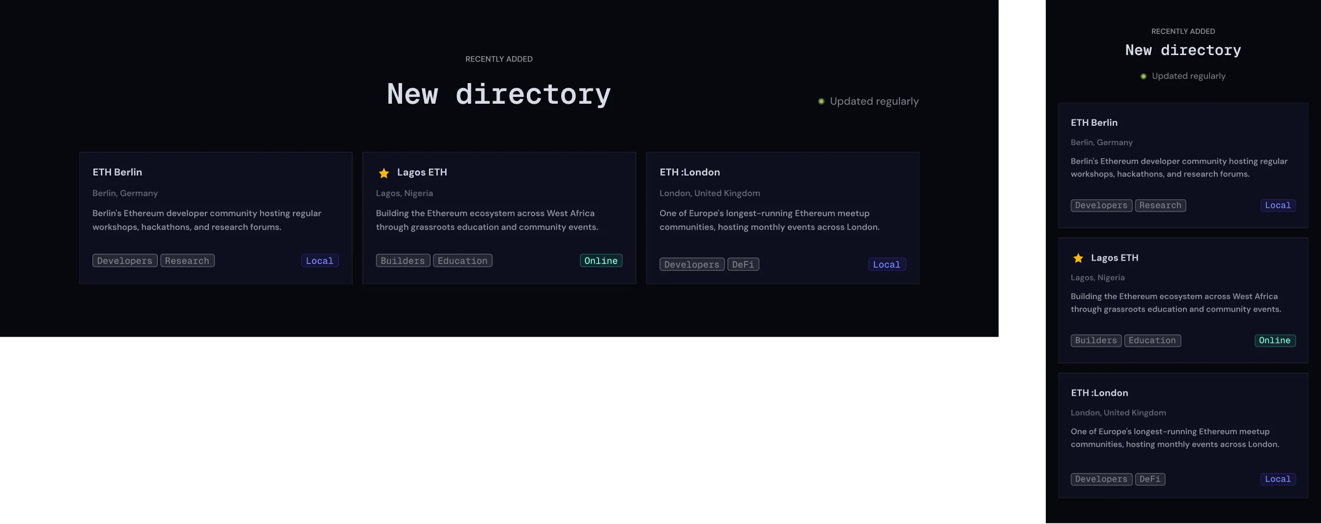 Etherally New to the Directory desktop and mobile experience